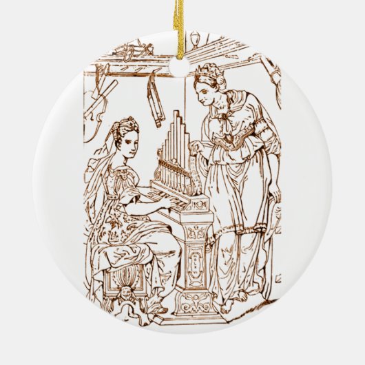 St. Cecilia mit der Heiligen Catherine von Alexand Keramik Ornament (Hinten)