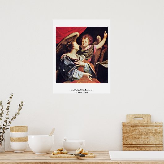 St. Cecilia mit Engel von Vouet Simon Poster (Küche)