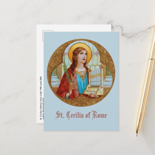 St. Cecilia of Rome (BK 003) Vertikale Postkarte (Vorderseite/Rückseite Beispiel)