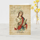 St. Cecilia Patroness of Musicians Religious Music Karte (Gelbe Blume)