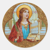 St. Cecilia von Rom (BK 003) Runder Aufkleber (Vorderseite)