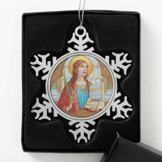 St. Cecilia von Rom (BK 003) Schneeflocken Zinn-Ornament (Box)
