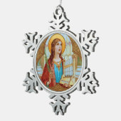St. Cecilia von Rom (BK 003) Schneeflocken Zinn-Ornament (Rechts)