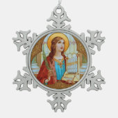 St. Cecilia von Rom (BK 003) Schneeflocken Zinn-Ornament (Vorderseite)