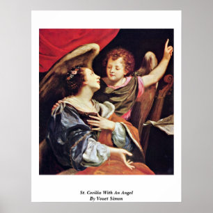 St. Cecilia With An Angel By Vouet Simon Poster