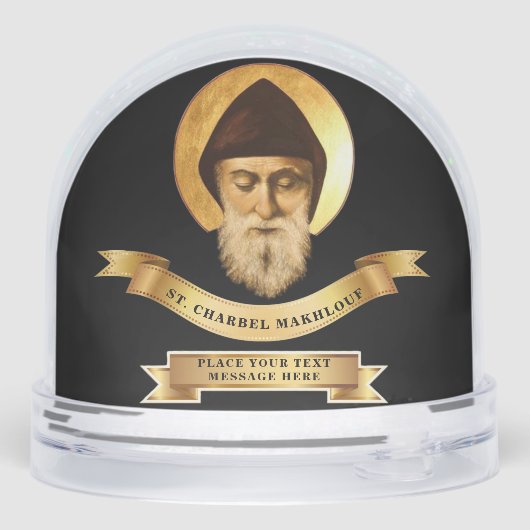 St. Charbel Makhlouf Personalisiertes Geschenk Schneekugeln (Rückseite)