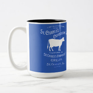 St Charles Illinois DAIRY COW MILK CREAM 1899 Blau Zweifarbige Tasse