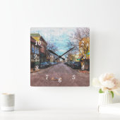 St Charles Main St Painterly Wall Clock Quadratische Wanduhr (Zuhause)