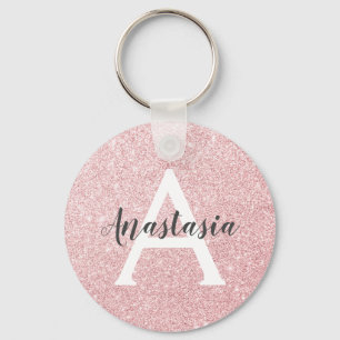 St chic & trendy roségold Glitter-Funken Monogramm Schlüsselanhänger