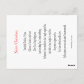 St. Christina Prayer Card Postkarte (Rückseite)