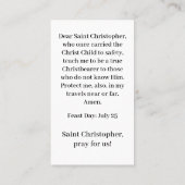 St Christopher Customizable Prayer Card Telefonnummerkarte (Rückseite)