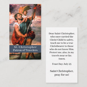 St Christopher Customizable Prayer Card Telefonnummerkarte