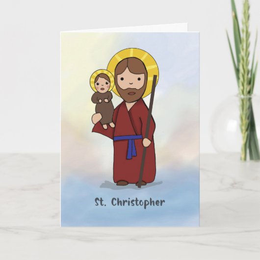 St. Christopher Festtag Einfaches katholisches Hei Karte (Vorderseite)