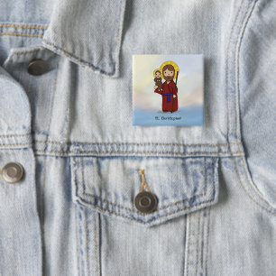 St. Christopher Festtag Heiliger Button