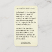 St. Christopher Jesus Religiöses katholisches Gebe Platzkarte (Rückseite)