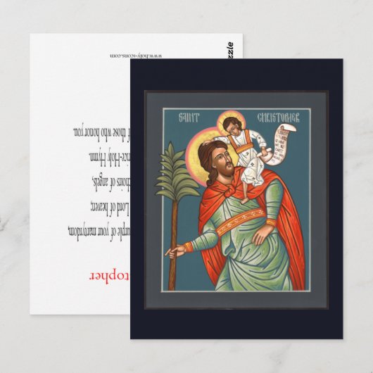 St. Christopher Prayer Card Postkarte (Vorne/Hinten)