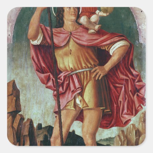 St. Christopher Quadratischer Aufkleber (Vorderseite)