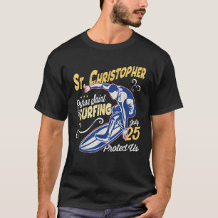 St. Christopher Surf Schutzheilige Katze T-Shirt