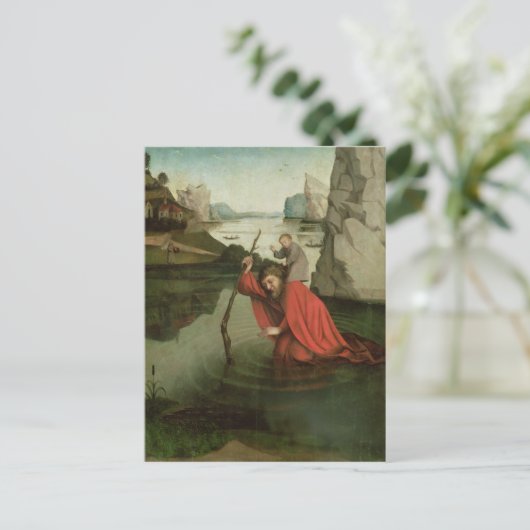 St. Christopher trägt das Christ Child Postkarte (Stehend Vorderseite)
