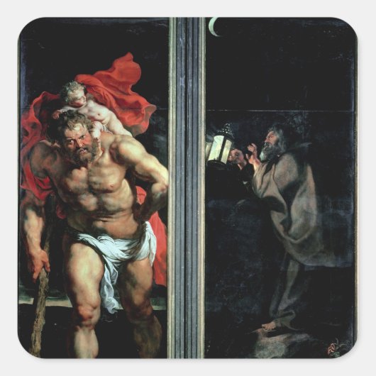 St. Christopher und der Einsiedler Quadratischer Aufkleber (Vorderseite)