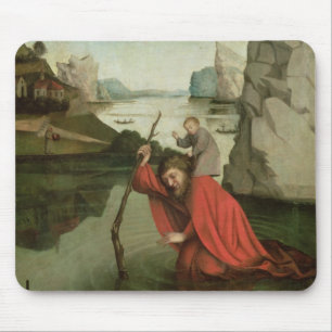 St Christopher, welches das Christus-Kind trägt Mousepad