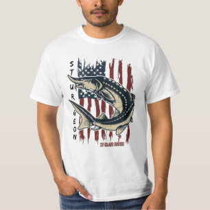 St Clair River Störfisch mit Flaggenhemd T-Shirt