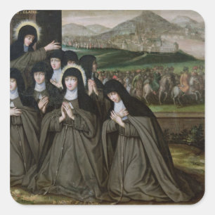 St. Claire mit ihrer Schwester, Agnes und Nonnen Quadratischer Aufkleber