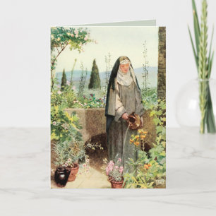 St. Clara von Assisi bewässert Blumen (M 065) Kart Karte