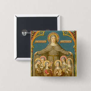 St. Clara von Assisi & Nonnen (SAU 027) Button
