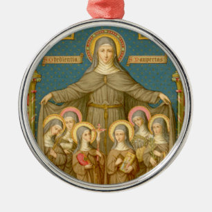 St. Clara von Assisi & Nonnen (SAU 27) Silbernes Ornament