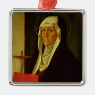 St. Clare, c.1485-90 (Tempera auf Platte) Silbernes Ornament