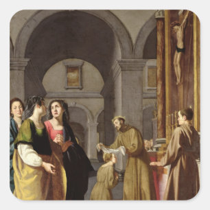 St. Clare, das den Schleier von St Francis Quadratischer Aufkleber