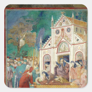 St. Clare Embraces the Body of St. Francis Quadratischer Aufkleber