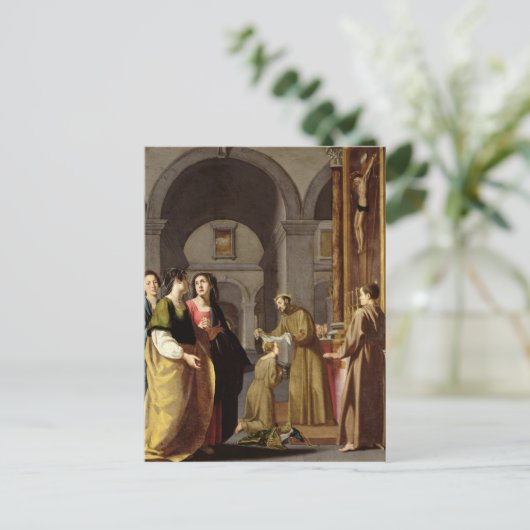 St. Clare Erhalten des Schleiers von St. Francis Postkarte (Stehend Vorderseite)
