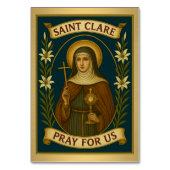 St. Clare of Assisi Katholic Wedding Table Card Tischnummer (Vorderseite)
