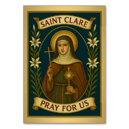 St. Clare of Assisi Katholic Wedding Table Card Tischnummer