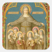 St. Clare of Assisi & Nuns (SAU 027) Quadratischer Aufkleber (Vorderseite)
