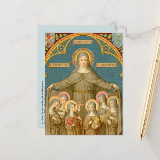 St. Clare of Assisi & Nuns (SAU 027b) Postkarte (Vorderseite/Rückseite Beispiel)