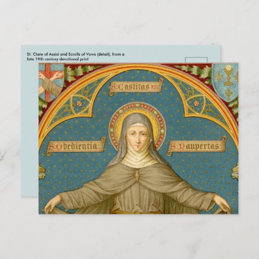 St. Clare of Assisi & Scrolls (SAU 027) Postkarte (Vorne/Hinten)