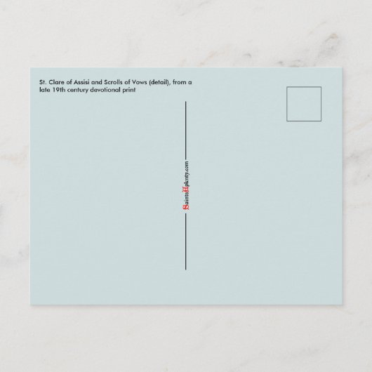 St. Clare of Assisi & Scrolls (SAU 027) Postkarte (Rückseite)