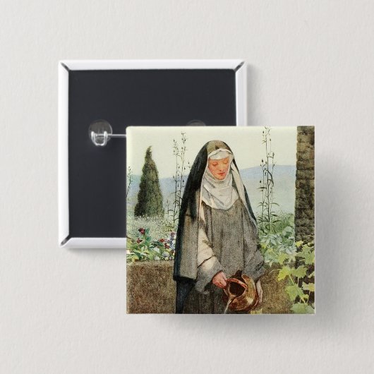St. Clare of Assisi Watering Blume (M 065) Button (Vorne & Hinten)