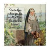 St. Clare of Assisi Watering Blume (M 065; Zitat) Fliese (Vorderseite)