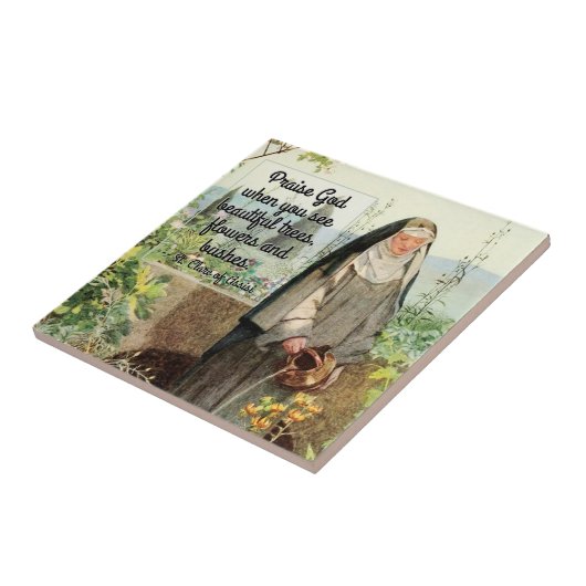 St. Clare of Assisi Watering Blume (M 065; Zitat) Fliese (Seite)