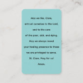 St Clare Prayer Card Visitenkarte (Rückseite)