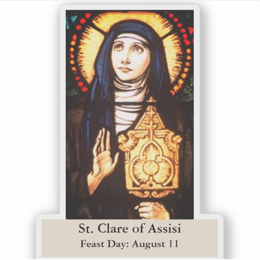 St. Clare von Assisi Aufkleber (Vorderseite)