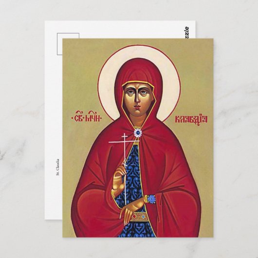St. Claudia Procula Orthodoxe Icon Postkarte (Vorne/Hinten)
