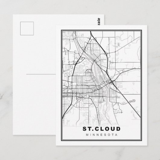 St Cloud Map Postkarte (Vorne/Hinten)