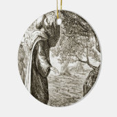 St. Columba ändert bittere Frucht in Bonbon, von Keramikornament (Links)