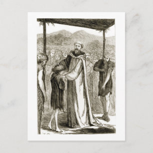 St. Columba segnet einen wilden Jungen aus 'The Tr Postkarte