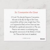 St. Constantine the Great Prayer Card Postkarte (Rückseite)